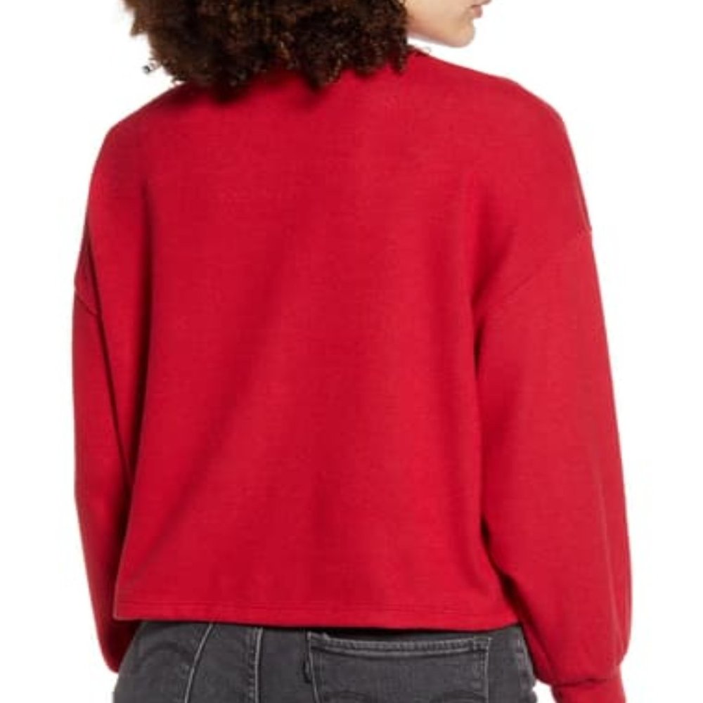 ALL IN FAVOR Mock Neck Sweatshirt Persian Red - Picture 2 of 7